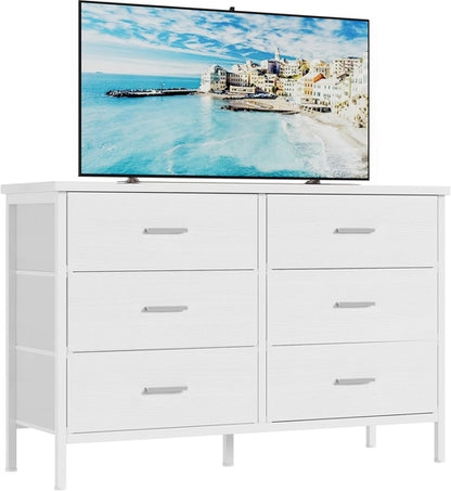 White Dresser With 6 Drawers For Bedroom Storage Solutions