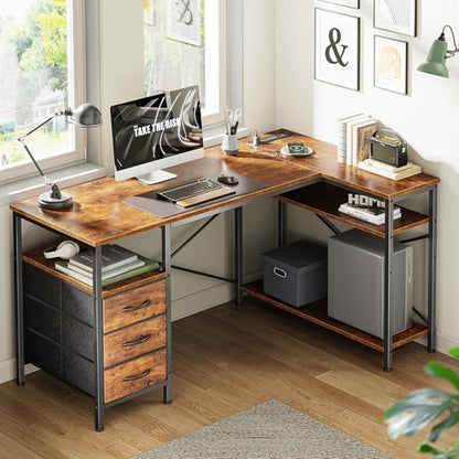 L Shaped Desk 47 Inch With Power Outlets For Home Office