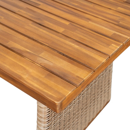 Outdoor Acacia Wood Dining Table, Teak Finish with Wicker