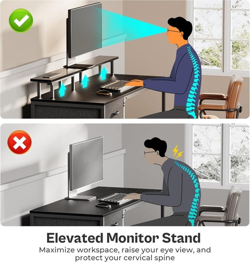 47 Inch Gaming Desk With LED Lights For Home Office
