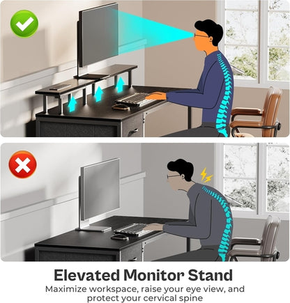 47 Inch Gaming Desk With LED Lights For Home Office