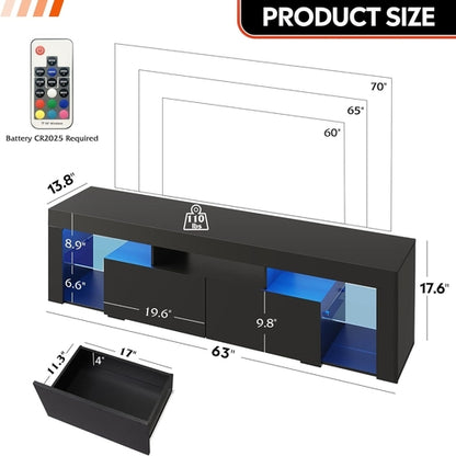 63 Inch TV Stand, LED Entertainment Center for 60 to 70 Inch TV,