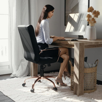 Whitney Mid Back LeatherSoft Desk Chair With Adjustable Height Black