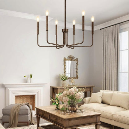 Rustic Black 6 Light Farmhouse Chandelier For Dining Room