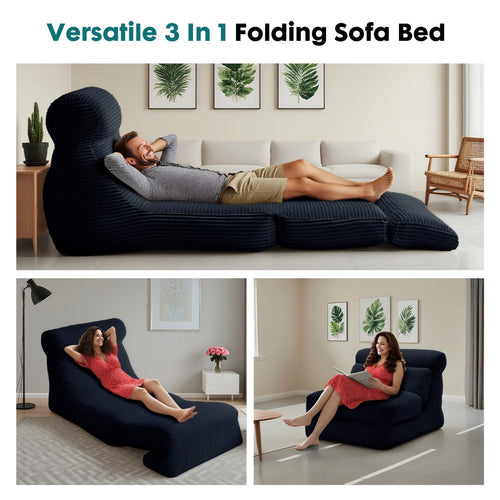 Folding Sofa Bed, Convertible Comfy Sleeper Chair With Back Support,