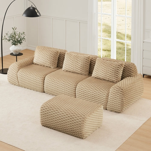 114 Modern L-Shaped Modular Sectional Sofa For Living Room,Flannelette