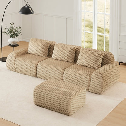 114 Modern L-Shaped Modular Sectional Sofa For Living Room,Flannelette