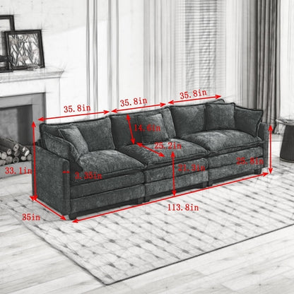 Cloud Sofa Modern Sectional Couch, Double Layer Upholstered Chenille