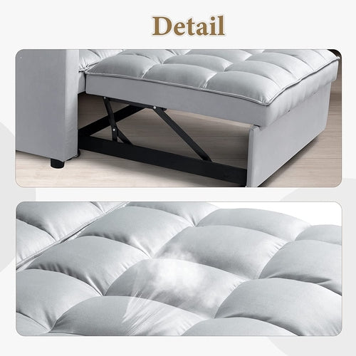 Velvet Sleeper Sofa With Hidden Table For Small Spaces