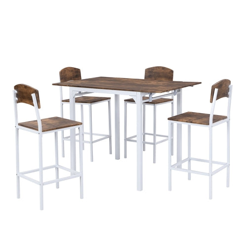 Farmhouse 5-piece Counter Height Drop Leaf Dining Table Set with