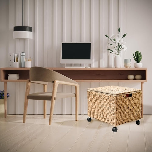 Wicker Rolling File Box Letter Size Natural For Office