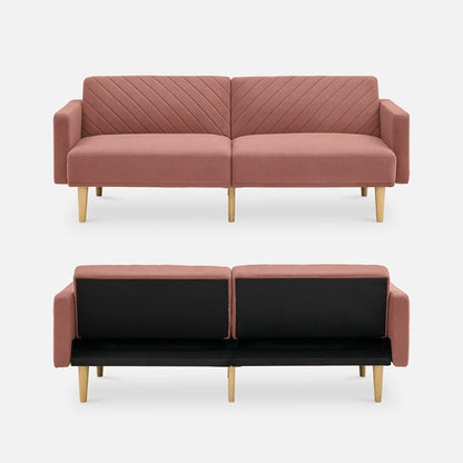 Chloe Futon Sofa Bed With Adjustable Back And Tapered Legs
