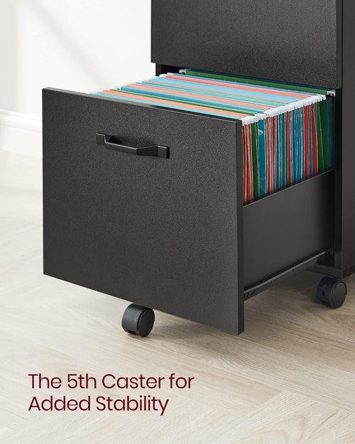 2-Drawer File Cabinet Matte Black For Home Office And Printer Stand