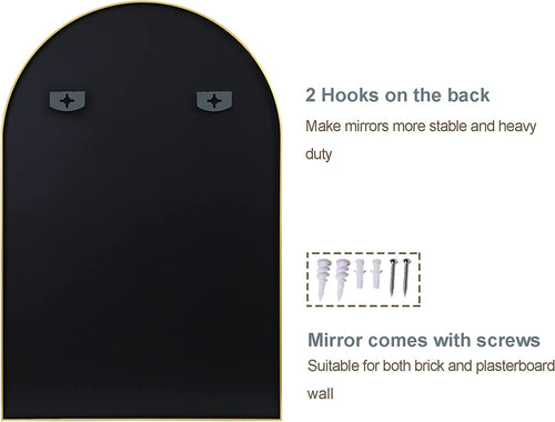 Arched Full Length Wall Mirror 24x36 Matte Black Frame