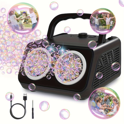 Automatic Bubble Machine Bubble Blower With 2 Fans 20000Bubbles PerMin Electric Bubble Maker For Kids Toddlers Operated By Batteries Includes Bubble Solution Bubble Toys For Outdoor