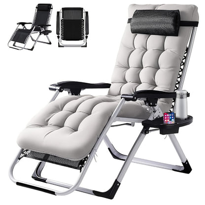 Zero Gravity Recliner Foldable Headrests Recliner with Cup Holder Tray And Detachable Cushion Indoor Outdoor Foldable Recliner Black Gray