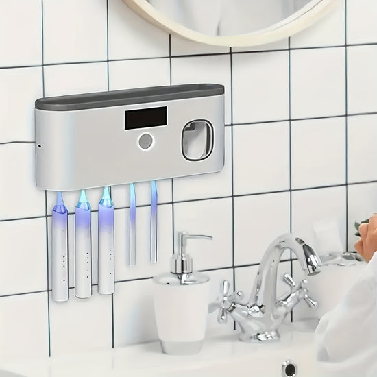 WallMounted Toothbrush Holder NoDrill Bathroom Toothpaste And Toothbrush Storage Rack  4Slot Design Modern Bathroom Organization And Home Decor