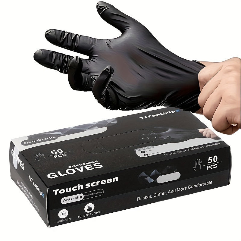 50pcs Black Disposable Nitrile Gloves 58Mil UltraDurable Gloves Thicken Latex Free Powder Free TearResistant Non for Kitchen Cleaning Tattoo Pet Grooming Beauty Salons Household ChoresPerfect Outdoor Cleaning Supply
