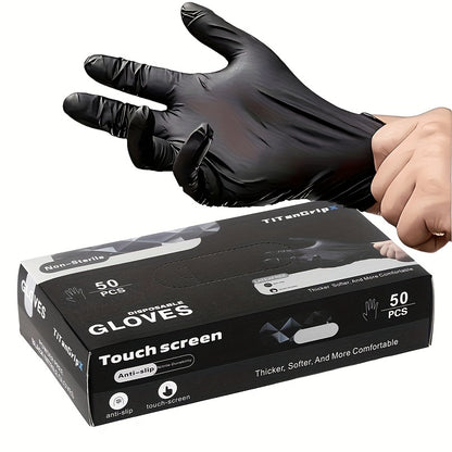 50pcs Black Disposable Nitrile Gloves 58Mil UltraDurable Gloves Thicken Latex Free Powder Free TearResistant Non for Kitchen Cleaning Tattoo Pet Grooming Beauty Salons Household ChoresPerfect Outdoor Cleaning Supply