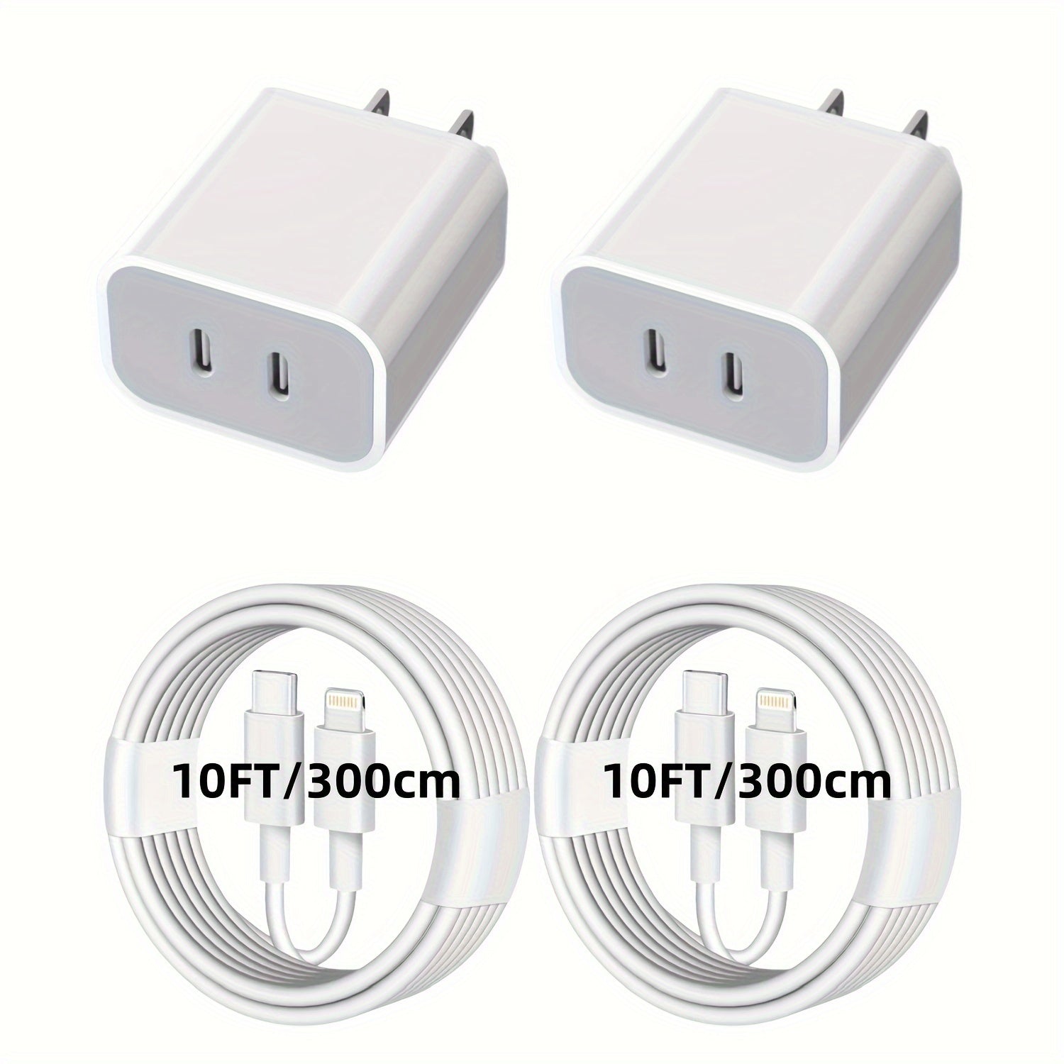 For IPhone Charger Fast Charging 10 Ft  MFi20W PD USB C Wall Charger Block 2in1 Adapter Fast Charger 10FT300cm USB C Lightning Cable For IPhone 14 Pro Max14 Pro14131211 Pro MaxX