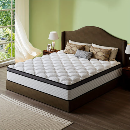 101214 Cooling Queen Size Mattress with Breathable Knit Fabric and Gel Memory Foam AllNight TemperatureRegulating Sleep Independent Spring System for AntiDisturbance Suitable for HeatSensitive Individuals Available Sizes