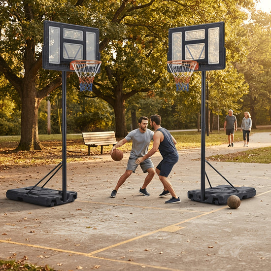 10ft Adjustable Height Portable Basketball Hoop 44 Inch Shatterproof Backboard with Shock Absorbent Rim Fillable Base  2 Wheels for Outdoor Pool Indoor