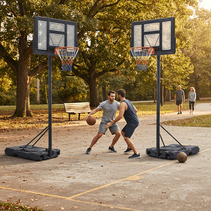 10ft Adjustable Height Portable Basketball Hoop 44 Inch Shatterproof Backboard with Shock Absorbent Rim Fillable Base  2 Wheels for Outdoor Pool Indoor