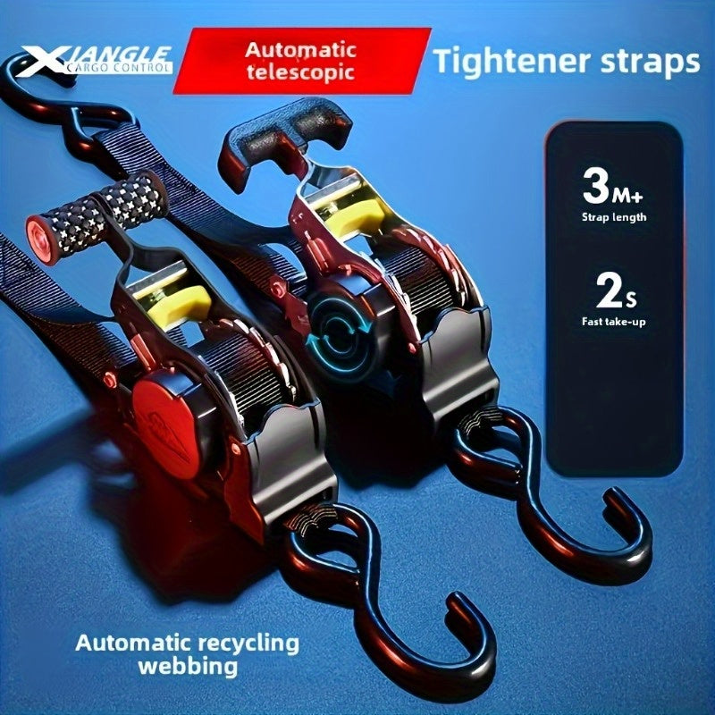 2pcs Heavy Duty Auto Self Retracting Tie Down Straps  1pcs Retractable Ratchet Straps  10 Feet Cargo Straps for Truck Cargo Trailer Motorcycle Moving Appliances Retractable Ratchet Straps All The Gifts That Men Like Independence Day