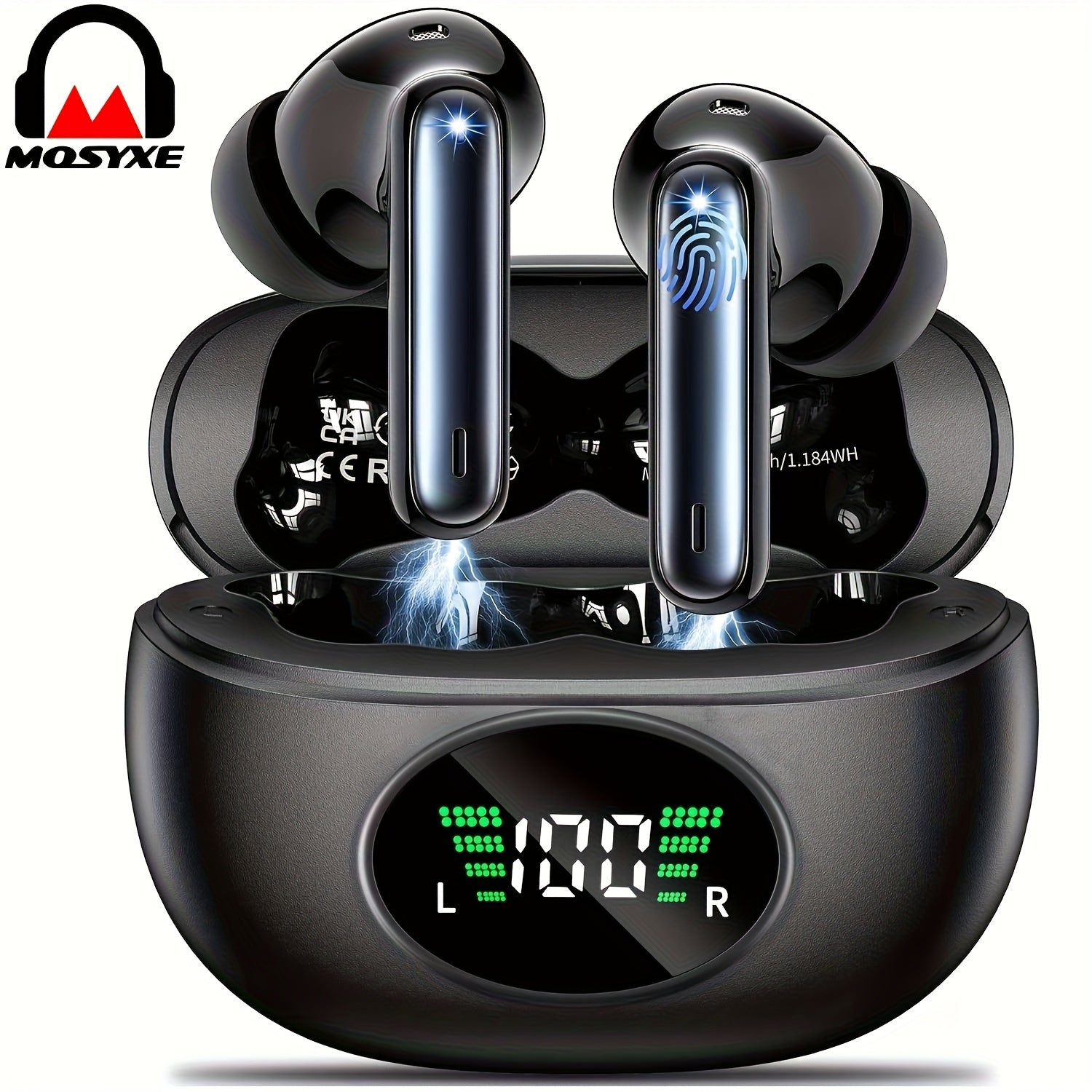Bluetooth Earphones Bluetooth Earbuds In Ear Earphones Wireless Earphones with LED Power Display Charging Case Bluetooth 54 Earphones True Wireless Bluetooth Earphones Playback Time Of 40 Hours Wireless Noise Cancelling Microphone Deep Bass