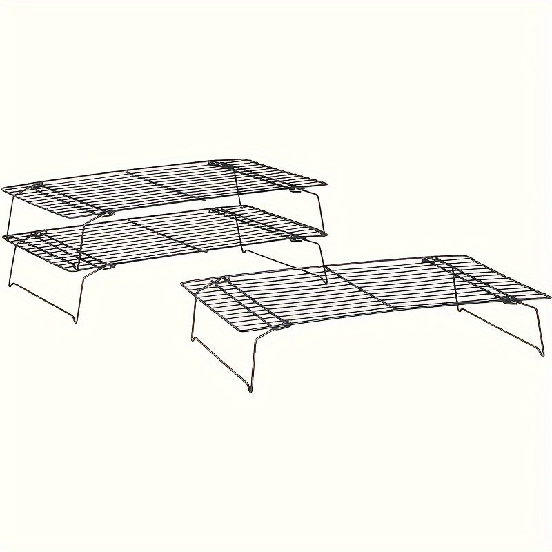 Set of 3 Collapsible And Stackable Cooling Racks for Baking Essential Kitchen Tools And Gadgets Perfect for FatherS Day Gifts