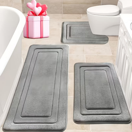 Set of 3 25D Sponge Bath Mats That Are Highly Absorbent And Feature a NonSlip Design Perfect for Use in Showers And Bathrooms These Thick And Soft Mats Are Ideal for Areas with Heavy Foot Traffic And Complement Modern Bathroom Decor