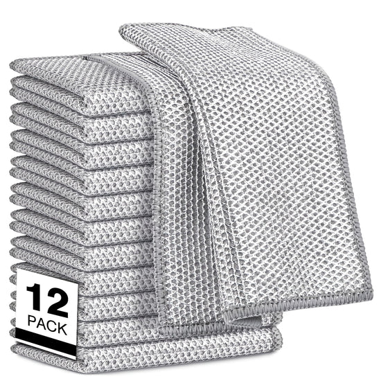 Scratchresistant Steel Wire Dishcloth 12pcs Doublelayer Multipurpose Wetdry Steel Wire Rag Suitable for Dishwashing Stove Countertop and Kitchen Countertop Cleaning