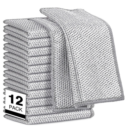 Scratchresistant Steel Wire Dishcloth 12pcs Doublelayer Multipurpose Wetdry Steel Wire Rag Suitable for Dishwashing Stove Countertop and Kitchen Countertop Cleaning