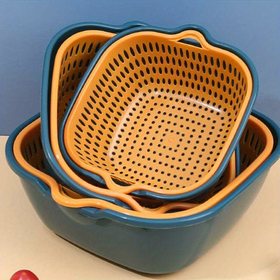 6pcs filter screen doublelayer drainage basket plastic filter screen basket reusable vegetable washing basket kitchen household filter screen fruit and vegetable washing basket kitchen supplies kitchen gadgets and kitchen accessories