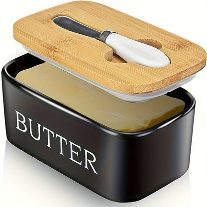 1pc Luxury Large Butter Dish with Lid  Ceramic Countertop Keeper with Knife HighQuality Sealing and EasyClean Design  Perfect Kitchen Gift for Butter Lovers Butter Container