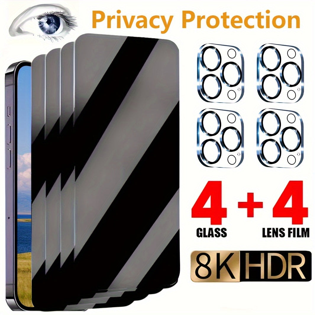 8 in 1 for Iphone 17 Pro Max17 Pro17 Air1716 Pro Max15 Pro Max14131211 with 4pcs Privacy Tempered Glass Films And 4pcs Camera Lens Glass Films