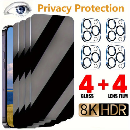 8 in 1 for Iphone 17 Pro Max17 Pro17 Air1716 Pro Max15 Pro Max14131211 with 4pcs Privacy Tempered Glass Films And 4pcs Camera Lens Glass Films
