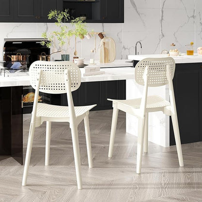 Modern Chairs Set of 2 Mid  Century Plastic Dining Chairs for Kitchen and Dining Room Furniture  Hollow Back Design for Indoor and Outdoor Use in Dining Living Room Bedroom Chairs Only