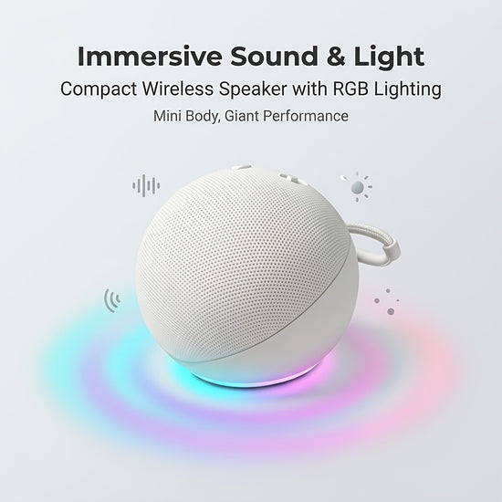 Spherical 5Th Gen Alexa Dot Smart Speaker with RGB LED Light Wireless Subwoofer TWS Connection And Portable Base
