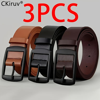 3pcs MenS Fashion PU Faux Leather Belt Standard Size Designer Style with Alloy Buckle Available in Three Colors Casual And Versatile with Jeans Exquisite Craftsmanship a Perfect Finishing Touch for Everyday Wear