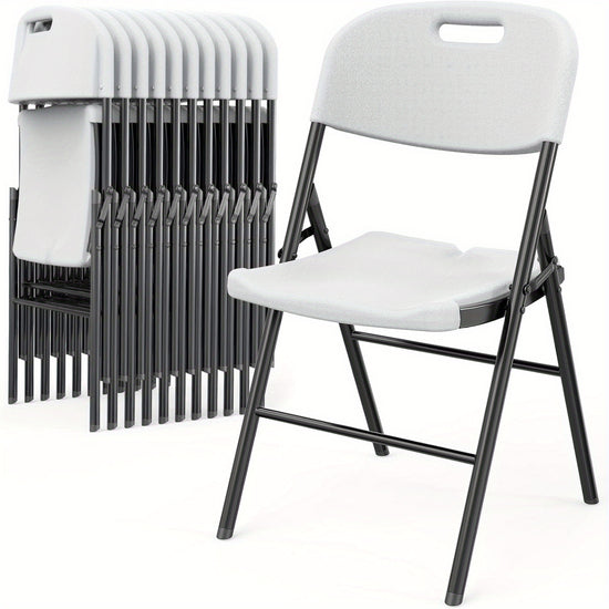 BONNLO Heavy Duty Folding Chairs 10642 Pack  Portable Steel Frame  HDPE Plastic Seat Manual Recline IndoorOutdoor Chairs for Weddings Parties School Patio WhiteBlack Folding Outdoor Chairs Party Furniture Sleek Design Durable Plastic Chai