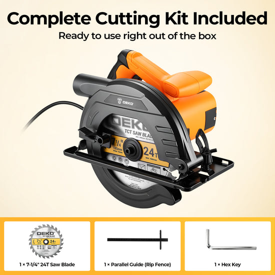 DEKO 714 Inch Corded Circular Saw  10Amp 1200W  5500 RPM  65mm Cutting Depth  045 Bevel  Electric Saw for Woodworking Construction
