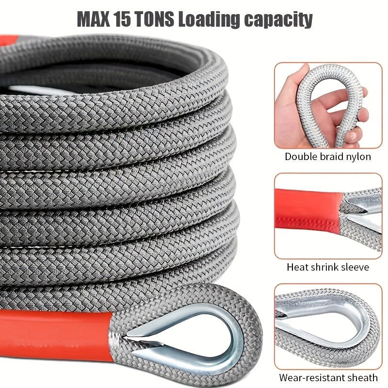 1 Heavyduty Tow Hook And Tow Rope Set 19685inch Tow Hook And Tow Rope Set Suitable for Offroad Rescue Of SUVs And Vehicles Equipped with 2 Steel Ushaped Hooks for Front Use Suitable for Vehicles Weighing 135 Pounds Or Less