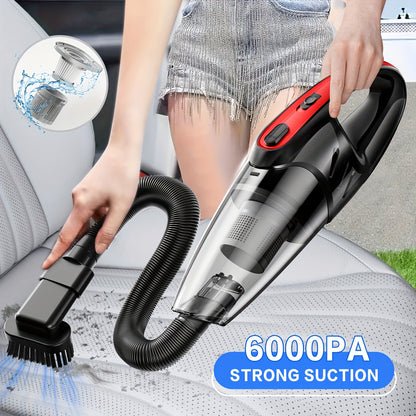 Car Vacuum Cleaner 6000PA Super Strong Suction Handheld Vacuum 2000mAh Large Capacity Low Noise Comes with Five Matching Accessories for Car Interiors Home and Pet Cleaning Pink Girly Car Accessories Gift for Women
