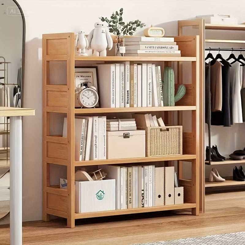 1pc Natural Bamboo MultiTier Shelf Unit  Sturdy FreestandingWallMountable Storage Shelf with Multiple Compartments Suitable for Books Bathroom Shelves Kitchen Bedroom Living Room Organization  Natural Wood Look Bamboo Shelving Unit Standing