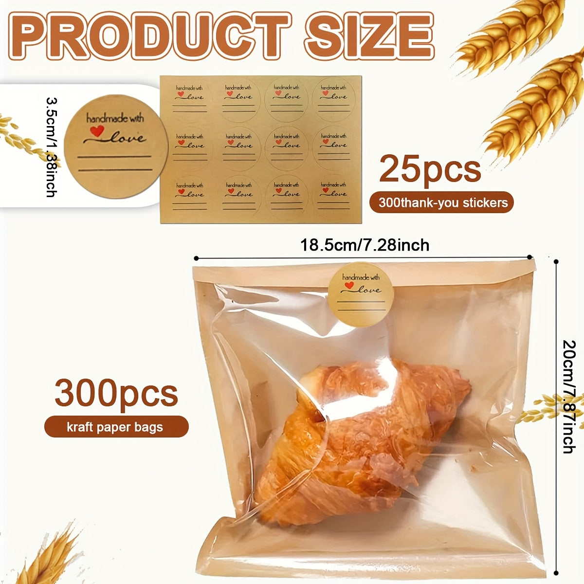 300pcs Biscuit Packaging Bags 787 727in Paper Baking Bags With Windows Suitable For Doughnut Cakes Bread Sandwiches Cake Slices And Essential Packaging Paper Bags For Bakeries