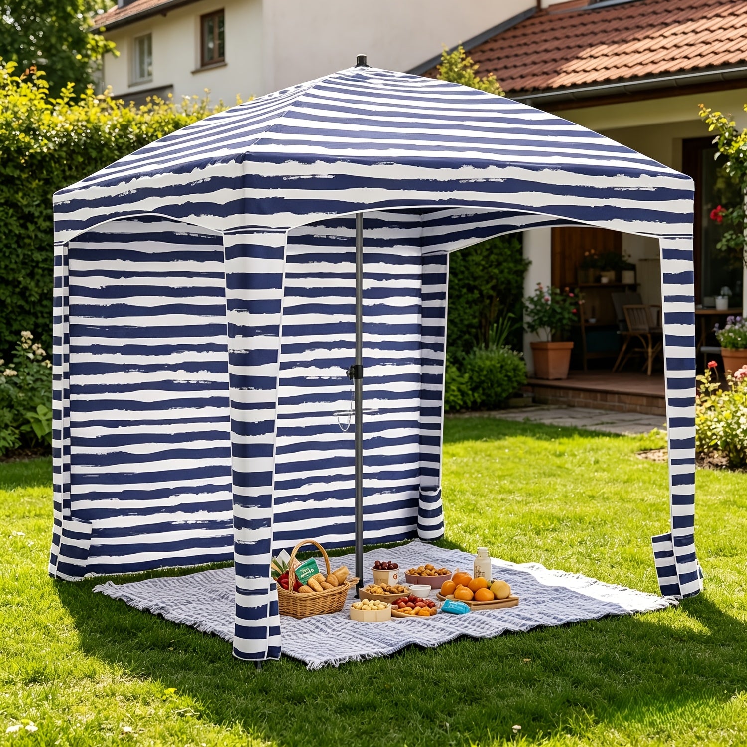 Portable Yard Tent Easy Setup Sun Shelter Canopy Waterproof Outdoor Cabana with Sand Pockets Vent Top And Carry Bag for Travel And Beach Days