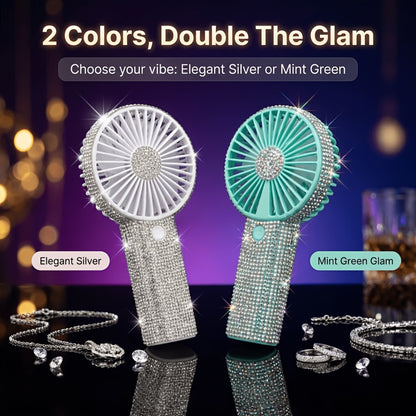 TAZTIR Handheld Fan Designed with a Luxurious Diamond Style Bling Mini Personal Fan Glitter Bedazzled USB Rechargeable  Battery 3 Gear Wind For Girls Women Operated Outdoor Wedding Travel Indoor Office