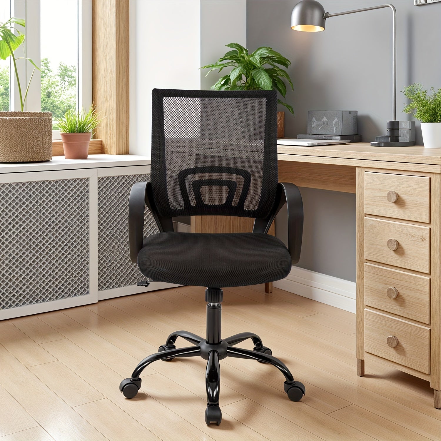 Ergonomic Office Chair Mesh Computer Chair Back And Lumbar Support Comfortable Padded Seat On 5 Wheels Modern Executive Adjustable Chair