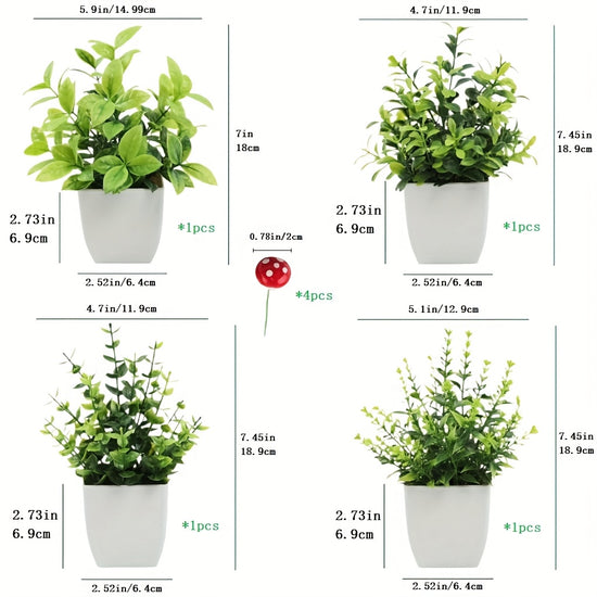 4 Pack Simulation Plant Mini Artificial Eucalyptus Potted Plant Suitable for Home Indoor Office Desks Rooms Bathrooms Thanksgiving Blackfriday Christmas New Year Decoration